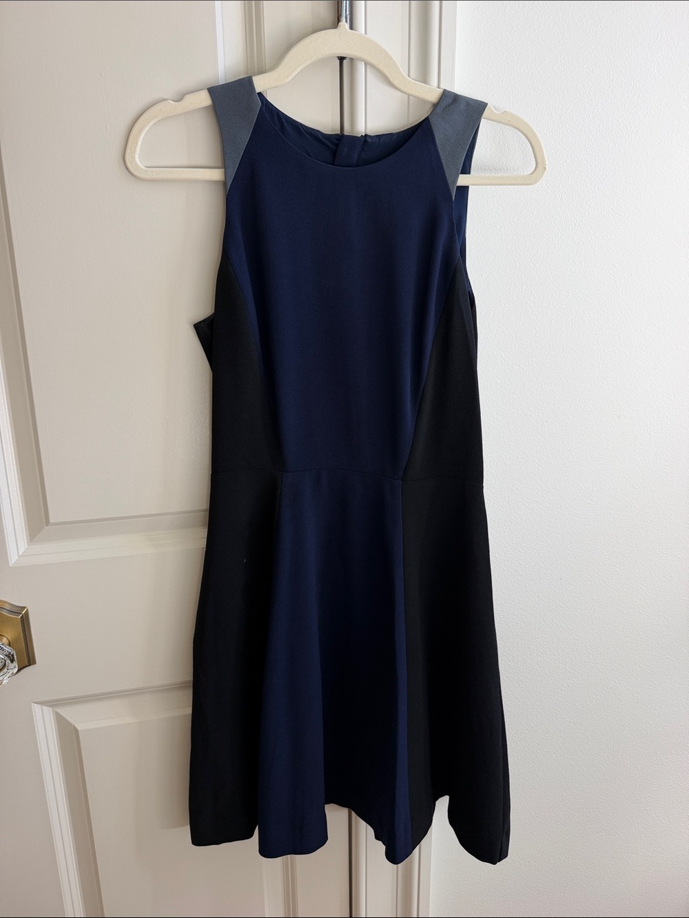 Banana Republic Factory Navy, Black & Gray Sleeveless Fit-and-Flare Dress